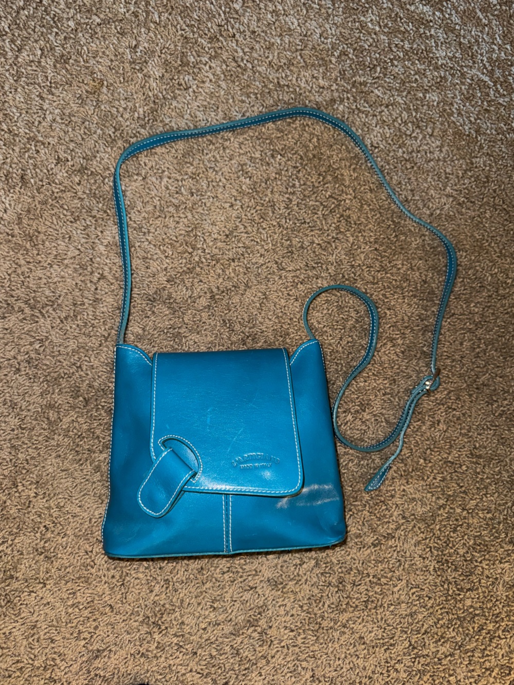 L’Artigiano Teal Leather bag made in Italy.
